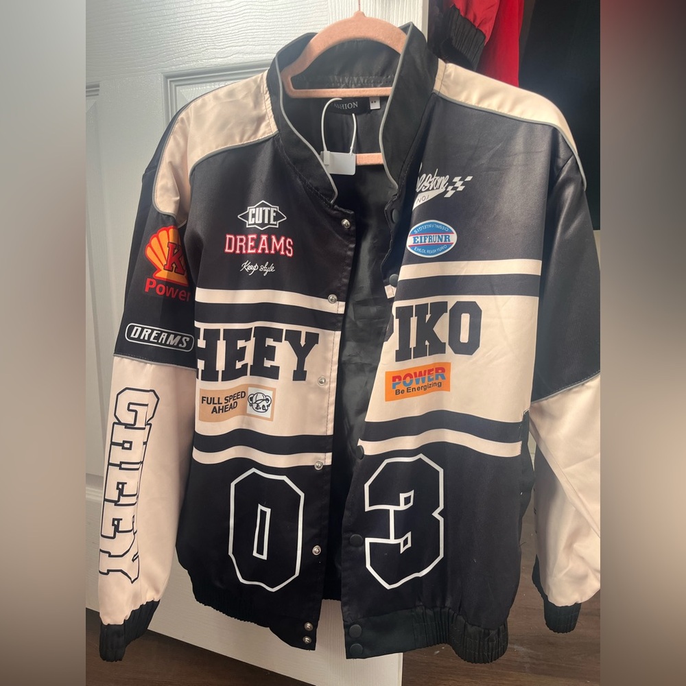 Black and Cream Varsity Jacket